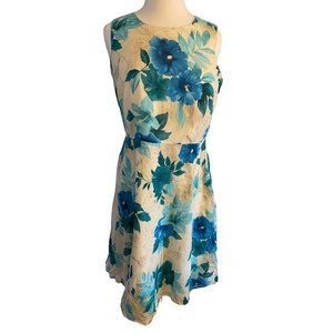 Caribbean Joe Watercolor Hibiscus Blue Tank Dress L